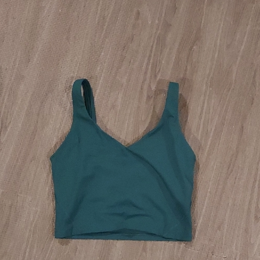 Teal V-Neck Crop Tank Top - Women